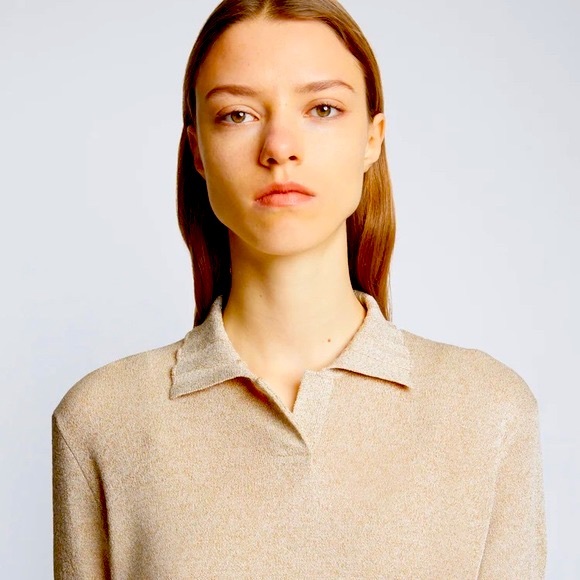 Proenza Schouler metallic ✨knit polo in champagne size M SOLD OUT on website - Picture 7 of 14